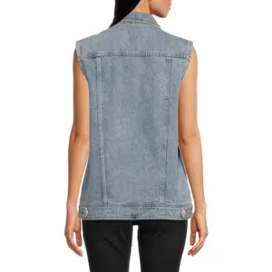 NWT Amanda‎ Uprichard Greyson Denim Vest Rhinestone Button Sleeveless Small $180 thumbnail 3