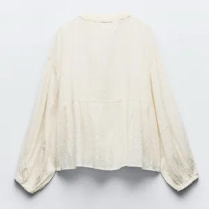 Zara Balloon Sleeve V-neck Blouse thumbnail 2