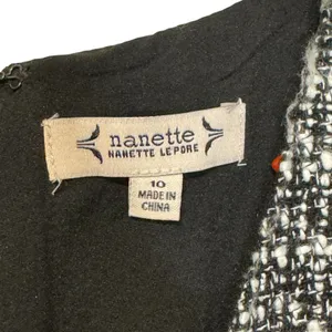 Nanette‎ Lepore Women's Dress Tweed Fringe Sheath Knee Length Black White 10 NWT thumbnail 7
