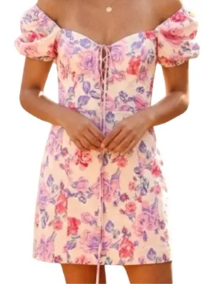NWT Zara Milk Maid Floral Puff Sleeve Dress Size Small thumbnail 1