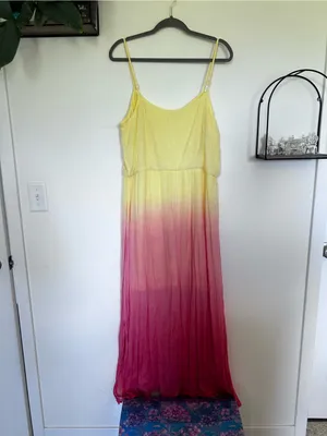 Maurice’s Ombré Yellow to Pink Sleeveless Gauzy Maxi Dress Size XL thumbnail 2