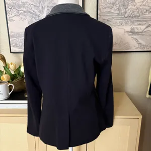 J CREW Contrast Knit Blazer Wool Blend Grey Black‎ Sleeves Size 8 thumbnail 3