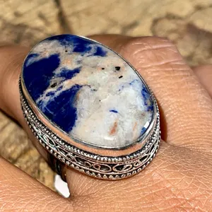 Navy Sodalite Ring Size 9 1/2 Blue thumbnail 5