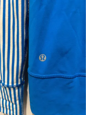Lululemon Daily Yoga Blue Striped Full Zip Jacket Size 8 thumbnail 4