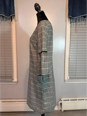 Black White Gingham Dress Bell Sleeve Shift Dress Pockets Preppy Cottagecore thumbnail 2