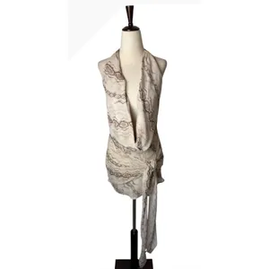 Princess Polly Snakepit Halter Plunge Mini Dress Women 0 Ivory Snake Print Party thumbnail 2