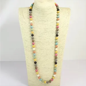 Bohemian Style Colorful Wooden Beads Necklace Macaron‎ Color 16in Sweater Chain thumbnail 4