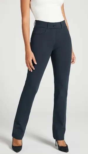 Betabrand Class DPYP Dress Pant Yoga Pant Straight Navy Blue W0076 Size Small thumbnail 1