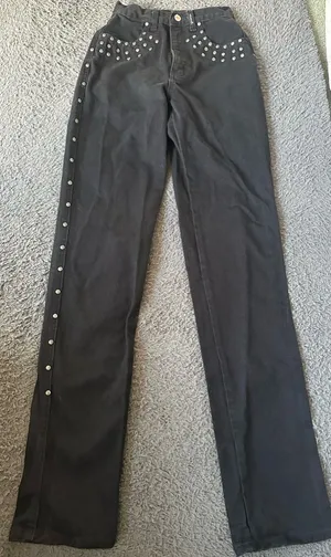 Vintage Rocky Mountain Jeans (Rockies) Black Studded High Rise 23x36 Long thumbnail 1
