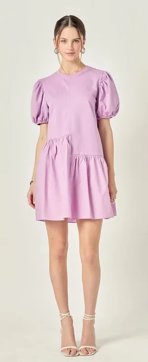 English Factory Women Cotton Mini Dress Medium Purple Preppy Old Money Classic‎ thumbnail 1