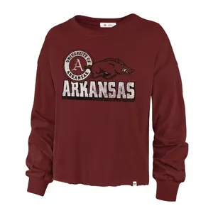 '47 Women's '47 Cardinal Arkansas Razorbacks Football‎ Long Sleeve Crop Sz MEDIUM thumbnail 2