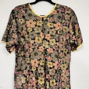 Vintage Handmade Dark Floral Sheer Maxi Dress Women M Cottage Core Fairy Romance thumbnail 12