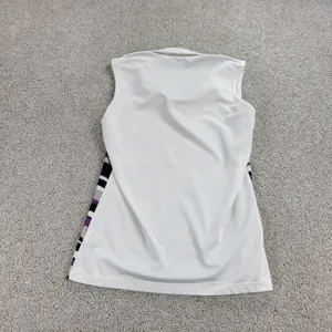 Greg Norman Womens Athletic‎ Tank Top S Purple White Stripes Collared Jersey thumbnail 3