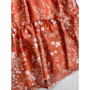 Vanilla Bay Womens 3X Rust Orange Floral Tiered Babydoll Top‎ VT28391PLUSGG thumbnail 5