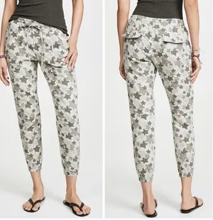Monrow · Star Camo Joggers · Size Large · 100% Cotton Elastic Waist · Green Tea thumbnail 2