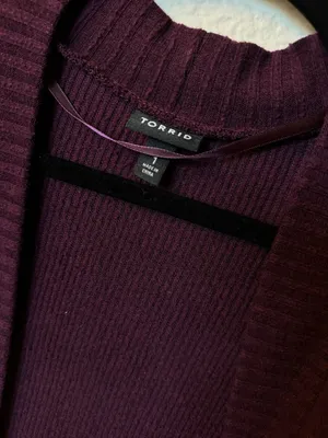 Torrid Purple Ribbed Open Front Long Duster Cardigan with Pockets thumbnail 3