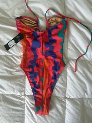 One Piece Swimsuit in Orange Purple Pink XS thumbnail 4
