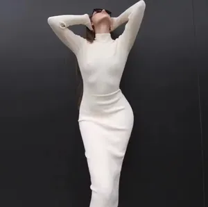 cream long sleeve turtleneck maxi dress size xs thumbnail 3
