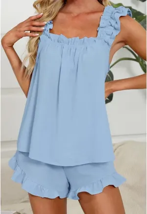 Boutique Solid Color Loungewear Sweet Vest And Shorts Two-Piece Women's Summer Pajamas thumbnail 1