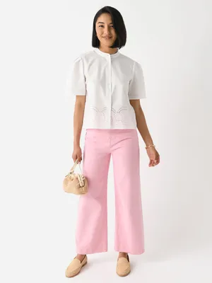 FRAME Le Jane Wide Leg Crop High Rise Jeans in Washed Dusty Pink Size 27 thumbnail 3