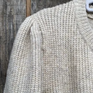 New 1X FRYE AND CO. Cream Textured Knit Crew Neck Sweater Key Hole Tie Collar thumbnail 3
