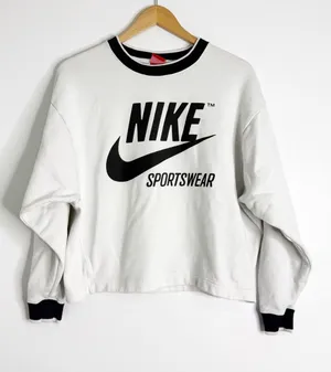 Nike Sportswear Logo Crewneck Sweatshirt White Black Size Small thumbnail 1