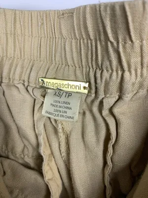 Magaschoni Pants Womens XS Beige 100% Linen Wide Leg Pull On Coastal thumbnail 9