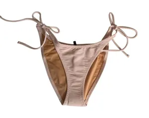 J Crew Pink Ribbed Curved‎ Waist Cheeky Bikini Bottom - Small - Style BE805 thumbnail 1