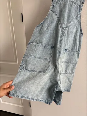 Madewell Oversize Denim Carpenter Shortalls Size Small NEW thumbnail 6