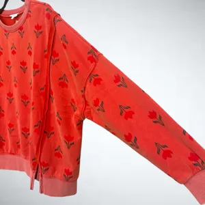 Easel Vintage Floral Print Sweatshirt in Boho Red Size S thumbnail 6