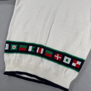 Sweater Bazaar Vintage Nautical Sailboat Flag Knit Top Short Sleeve Cream Medium thumbnail 8