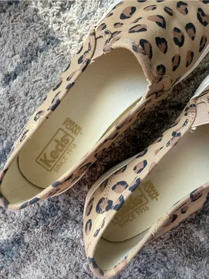 Keds Leopard Print Slip-On Sneakers in Tan, Black & Brown thumbnail 2