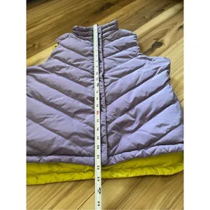 COLDWATER CREEK Womens Reversible Goose Down Vest size medium Yellow and Purple thumbnail 6