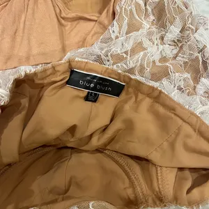 Blue Blush Lace Bodysuit in Tan and White thumbnail 3