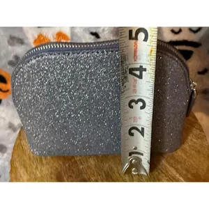Kate Spade Lola Glitter Cosmetic Bag Dusk Navy Small Dome NWT thumbnail 5