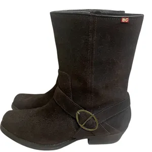 Bc Footwear Womens Boots Leather Brown Bootie Zip 8.5 Biker Harness Pre‎ Owned thumbnail 1