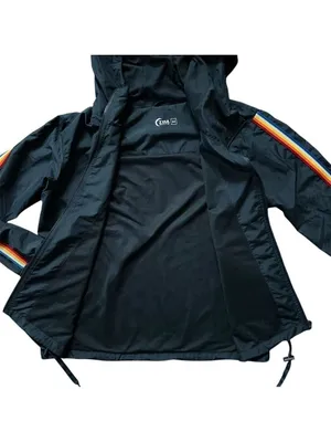 ZYIA Active Rainbow Sleeve Bomber Jacket w/ Thumbholes Blue Size Medium thumbnail 7