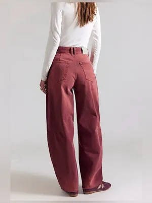 NWT Free People We The Free Bodie Arc Jeans - sangria pink red - 27 thumbnail 7