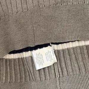 BOHME Striped Polo Henley Sweater Gray Navy Blue White Buttons Pullover Large thumbnail 11