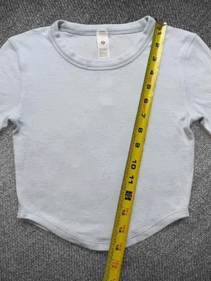 Lululemon Blue Ribbed Cropped Curved Hem Tee Size 0 thumbnail 5