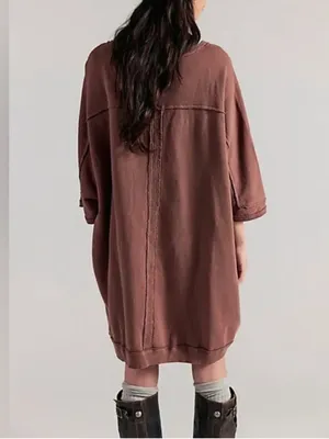 Free People Mari Muscle Pullover - Umber Earth Brown - Small thumbnail 2