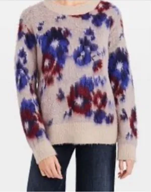 Club Monaco Floral Crew Neck Sweater Womens Small thumbnail 1