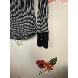 Pilcro from Anthropologie Black Henley Striped Ribbed Long Sleeve - Size - XS thumbnail 5