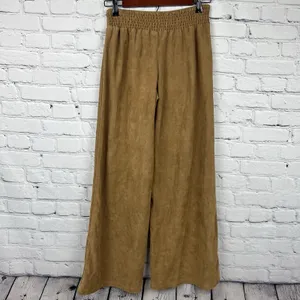 Earthbound Trading Co Faux Suede Wide Leg Brown Pant Boho Hippie Retro‎ Comfy S thumbnail 2