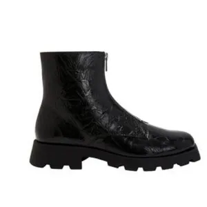 Katy Perry Daarling Black Zip Up Combat Boots 9 Embossed Patent Leather NIB‎ thumbnail 6
