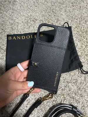 Bandolier Black Pebble Leather Crossbody iPhone 15 Pro Max Case Wallet + Strap thumbnail 2