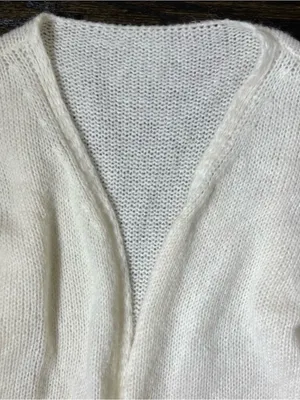 Cream Open Front Knit Mohair Blend Cardigan Sweater thumbnail 2
