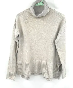 Lou & Grey Size L Long-Sleeved Turtleneck Pullover Sweater Gray Warm‎ Wool thumbnail 1