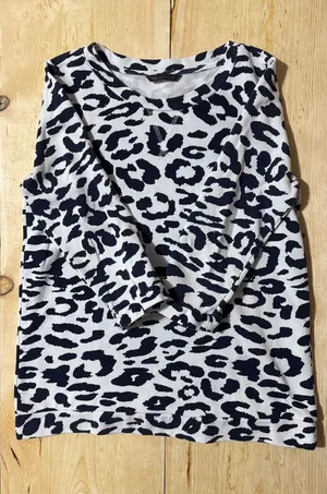 M&S‎ Collection Women's Leopard Print Sweatshirt White Navy Blue Cotton UK 12 thumbnail 1