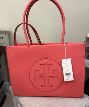 NWT Tory Burch Ella Small Tote in Coral Crush thumbnail 1
